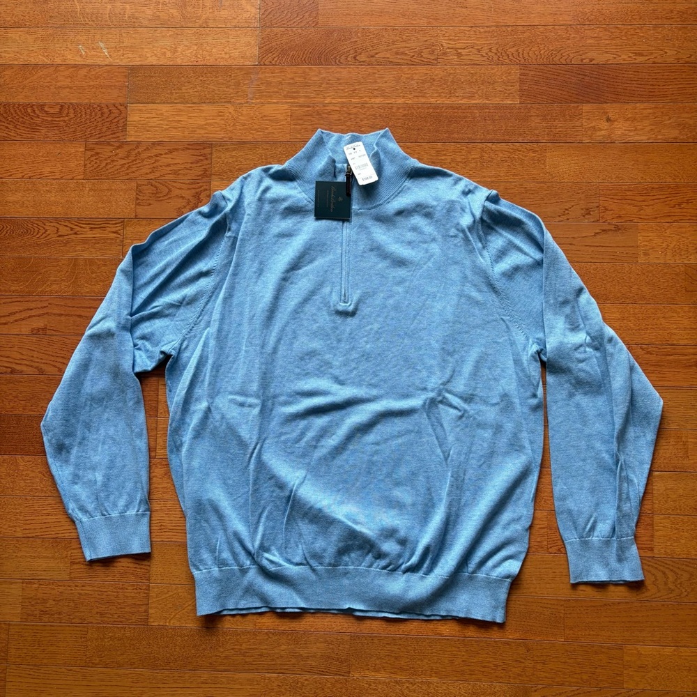 Brooks Brothers Sky Blue Quarter-Zip Sweater
